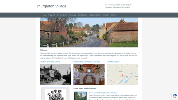 Screenshot of the Thurgarton Village Hall website