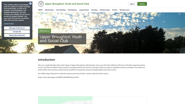 Screenshot of the Upper Broughton Youth And Social Club website