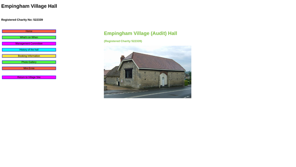 Screenshot of the The Empingham Village Hall website