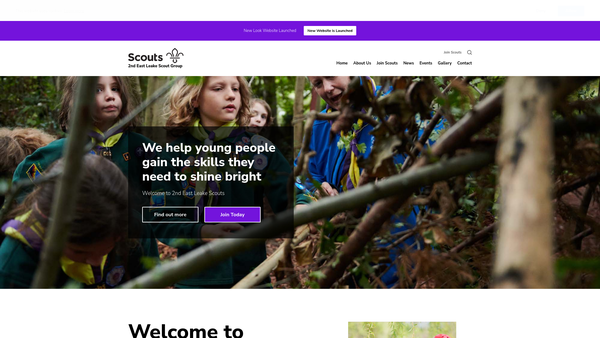 Screenshot of the 2nd East Leake Scout Group website