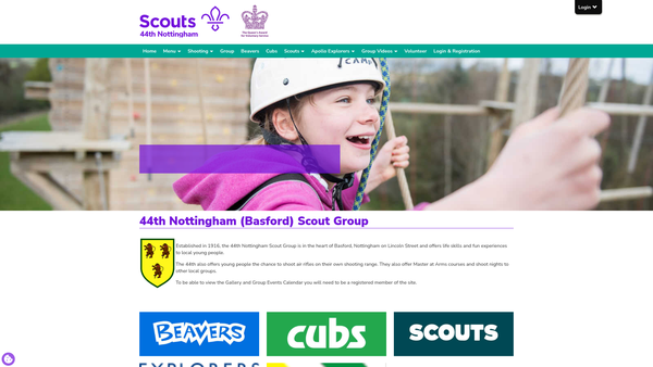 Screenshot of the 44th Nottingham Scout Group website