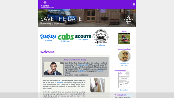 Screenshot of the 124th Nottingham Scout Group website