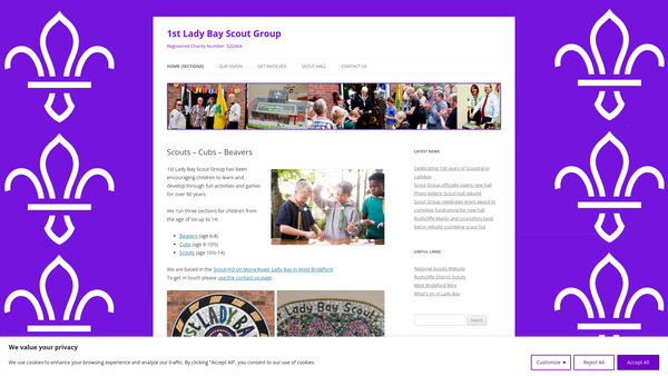 Screenshot of the 1st Lady Bay Scout Group website