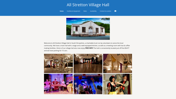Screenshot of the All Stretton Village Hall website