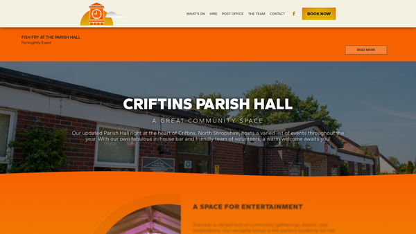 Screenshot of the Criftins Parish Hall and Playing Field website