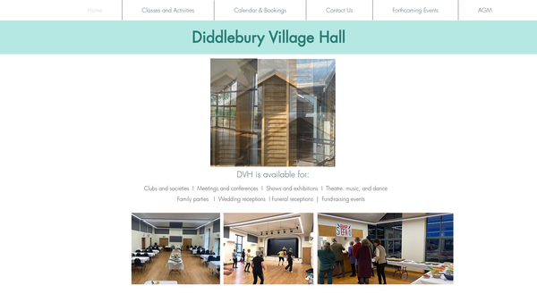 Screenshot of the Diddlebury Village Hall website