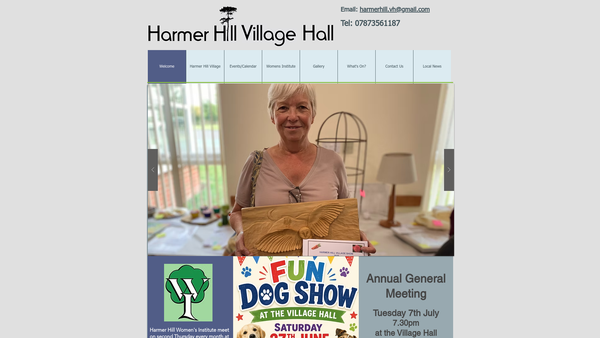 Screenshot of the Harmerhill Village Hall website