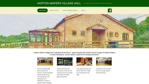 Screenshot of the Hopton Wafers Village Hall website