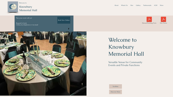 Screenshot of the Knowbury Memorial Hall website