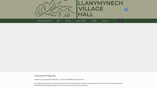 Screenshot of the Llanymynech Village Hall website