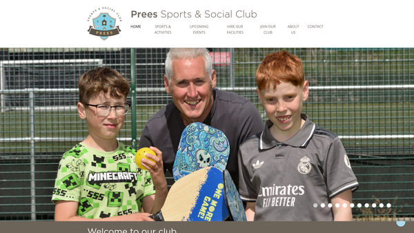 Screenshot of the Prees Cricket And Recreation Club website