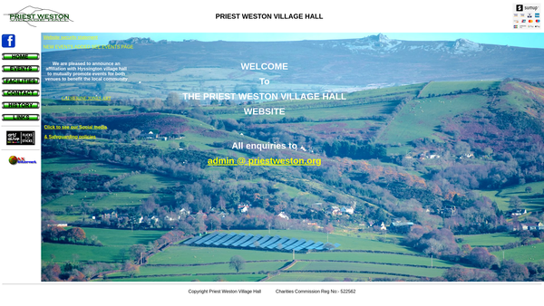 Screenshot of the Priest Weston Village Hall website