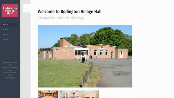 Screenshot of the Rodington Village Hall website