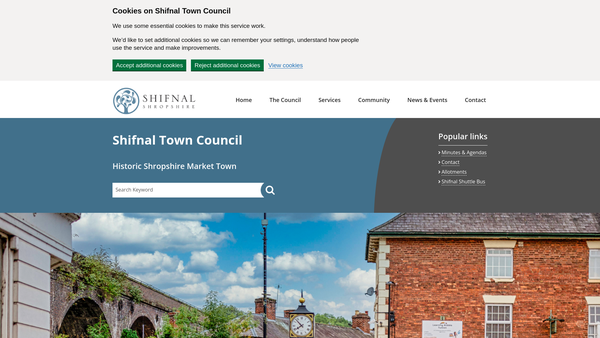 Screenshot of the The Shifnal Parish Recreation Ground website