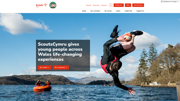 Screenshot of the Scoutscymru website