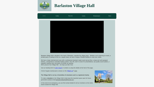 Screenshot of the Barlaston Village Hall website