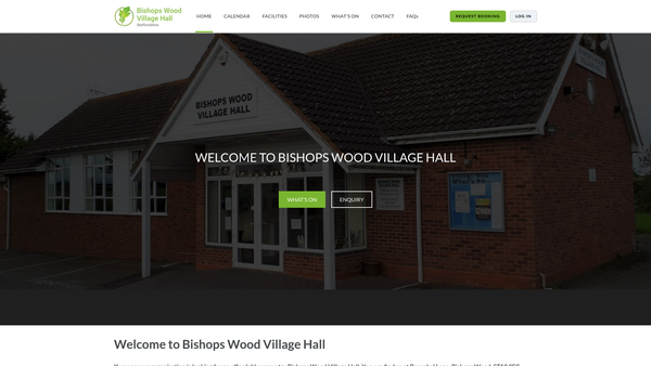 Screenshot of the Bishopswood Village Hall website