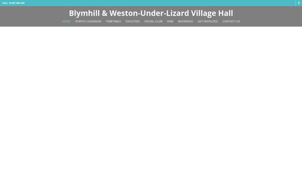 Screenshot of the Blymhill Village Hall website