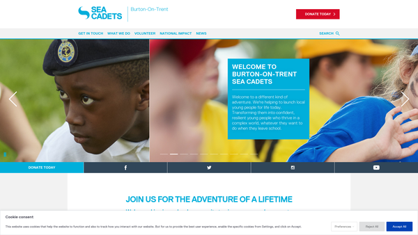 Screenshot of the Burton On Trent Unit 61 Of The Sea Cadet Corps website