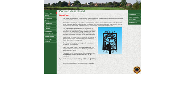 Screenshot of the Edingale Village Hall website