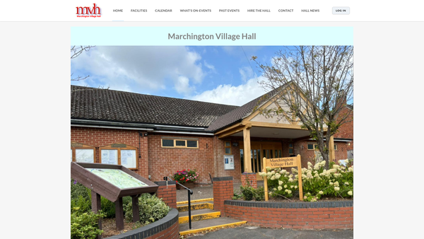 Screenshot of the Marchington Village Hall website