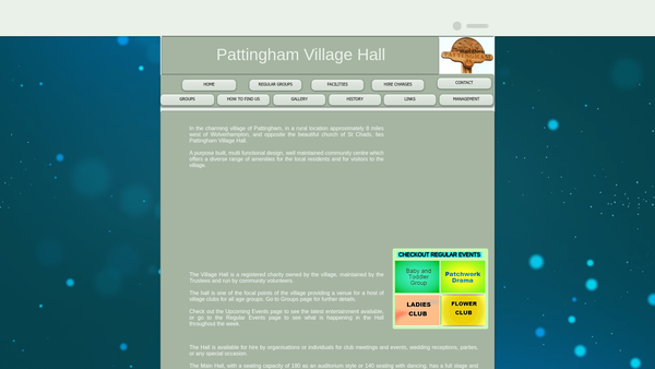 Screenshot of the Pattingham Village Hall website