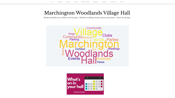 Screenshot of the Woodlands Village Hall website