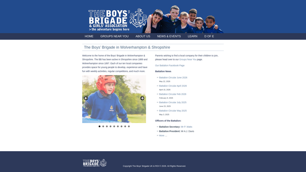 Screenshot of the The Boys' Brigade, Wolverhampton Battalion website