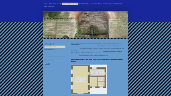 Screenshot of the Binton Village Hall website