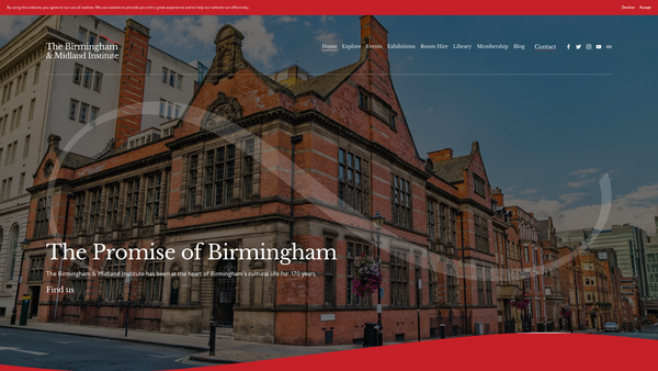 Screenshot of the The Birmingham And Midland Institute website