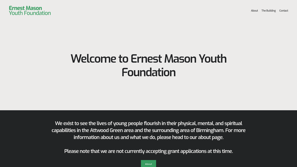Screenshot of the The Ernest Mason Youth Foundation website