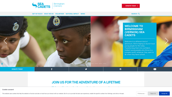 Screenshot of the Birmingham (Vernon) Unit 40 Of The Sea Cadet Corps website