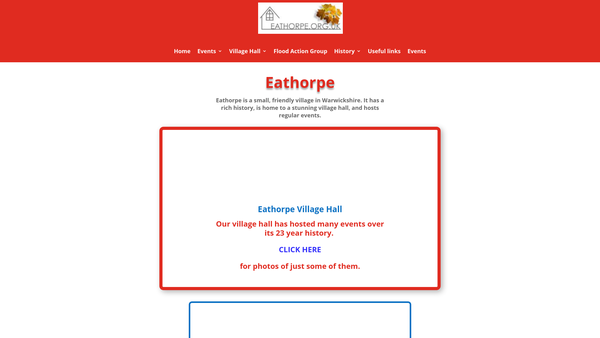 Screenshot of the Eathorpe And Wappenbury Village Hall website