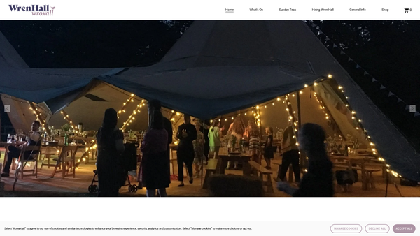 Screenshot of the Wren Hall website