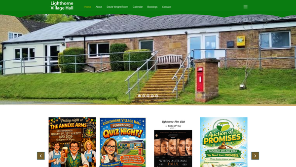 Screenshot of the Lighthorne Village Hall website