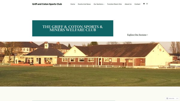 Screenshot of the Griff & Coton Sports & Miners Welfare Charity website