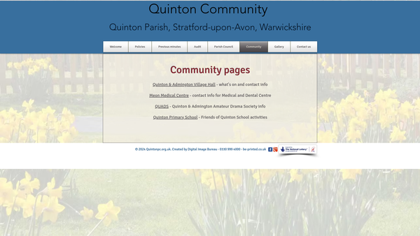 Screenshot of the Quinton Village Hall website