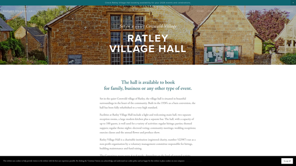 Screenshot of the Ratley Village Hall website
