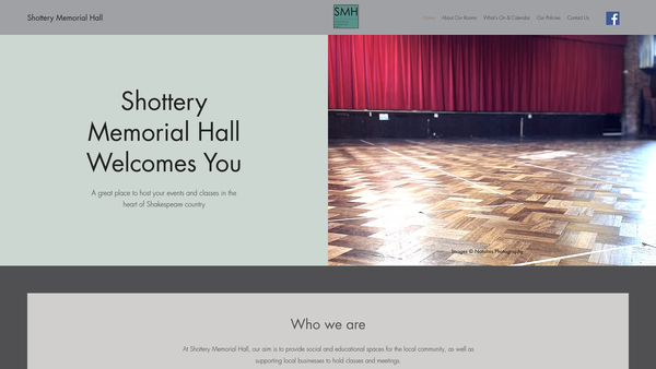 Screenshot of the Shottery Memorial Hall website