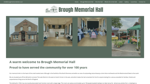Screenshot of the The Brough Memorial Hall website