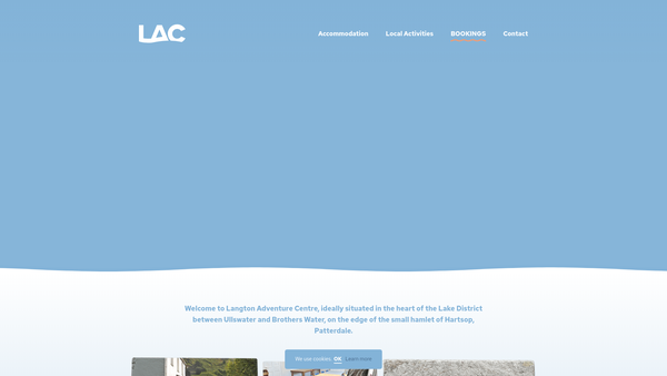 Screenshot of the Langton Adventure Centre website
