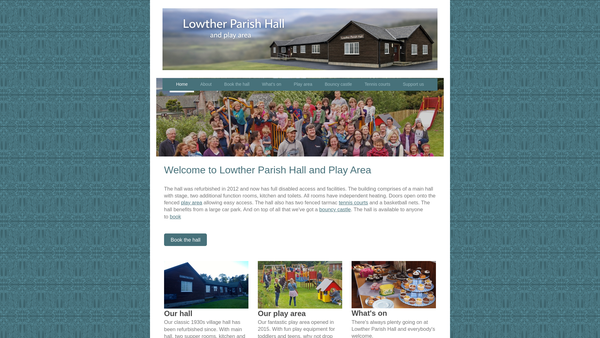 Screenshot of the Lowther Parish Hall website
