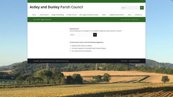 Screenshot of the Village Hall And Recreation Ground Astley C P website