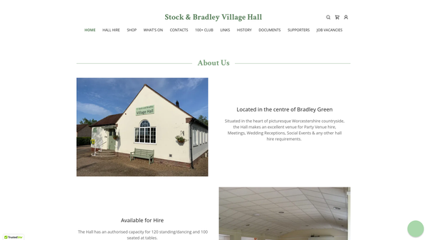 Screenshot of the Stock And Bradley Village Hall website