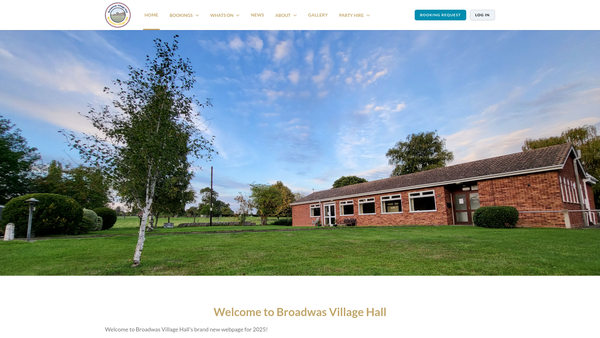 Screenshot of the Broadwas Parish Room website