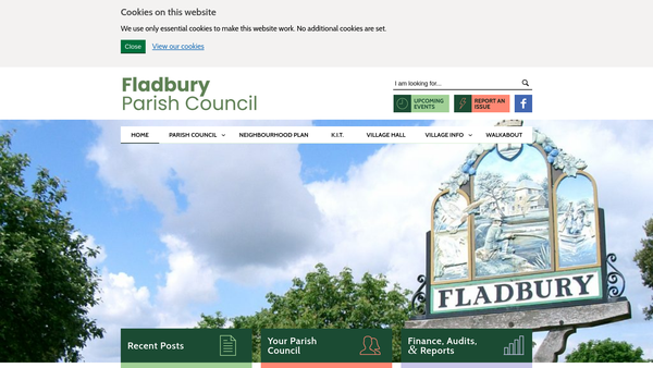 Screenshot of the Fladbury Village Hall website