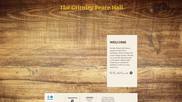 Screenshot of the The Grimley Peace Hall Foundation website