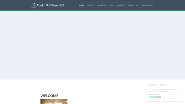 Screenshot of the Cookhill Village Hall website