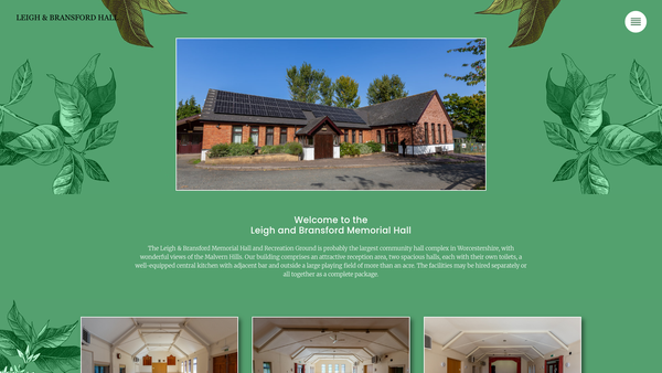 Screenshot of the Leigh And Bransford Memorial Hall And Recreation Ground website
