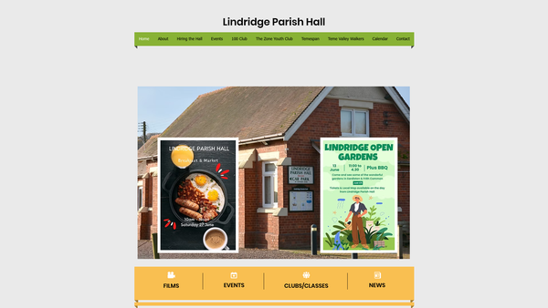 Screenshot of the Lindridge Parish Hall website